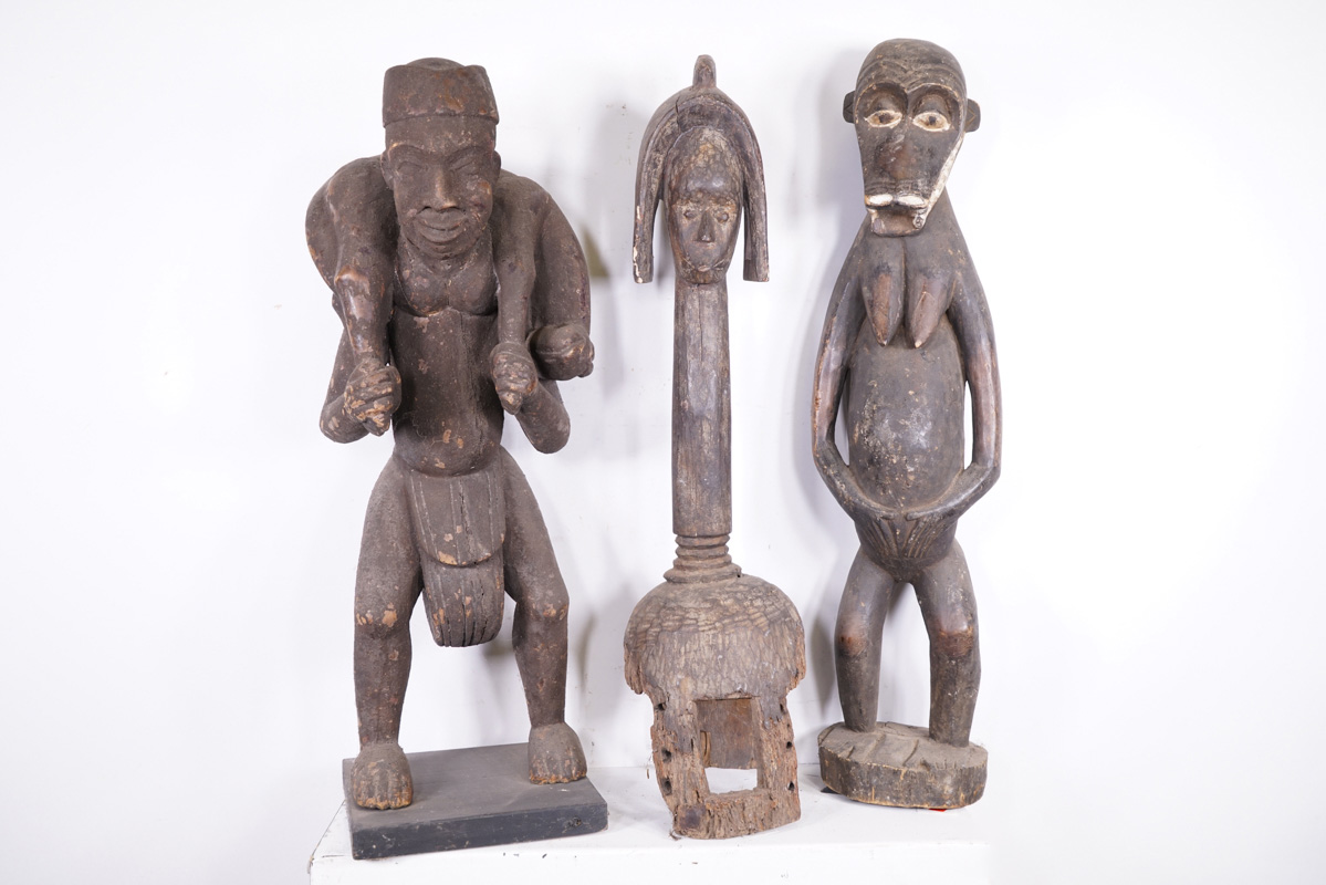 Bamun, Mumuye & Baule 3 Piece Lot 36.25"-38.75" - African Art
