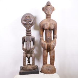 Luba & Senufo 2 Piece Statue Lot 35" & 40" - African Tribal Art