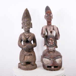 Yoruba Figure and Epa Mask 2 Piece Lot 27" & 28.25" - Nigeria - African Tribal Art