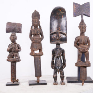 Yoruba & Asante 4 Piece Statue Lot 14.25"-18.75" - African Tribal Art