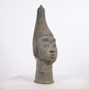 Benin Bronze Head 21.5" - Nigeria - African Tribal Art
