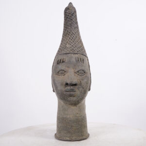 Benin Bronze Head 21" - Nigeria - African Tribal Art