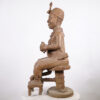 Seated Benin Bronze Oba Statue 39" - Nigeria - African Tribal Art