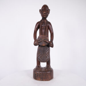 Yoruba Drummer Statue 21.5" - Nigeria - African Tribal Art