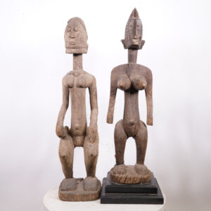 Female Dogon 2 Piece Statue Lot 35" & 36.5" - Mali - African Tribal Art
