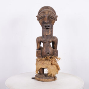 Songye Statue with Grass Skirt 22.5" - DR Congo - African Tribal Art
