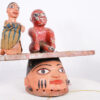 Colorful Yoruba Gelede Mask with Two Figures 17.5" Wide - Nigeria