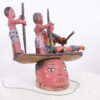 Colorful Yoruba Gelede Mask with Multiple Puppet Figures 15.25" Wide - Nigeria