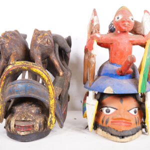 Yoruba Gelede 2 Mask Lot 15" & 18" - Nigeria - African Tribal Art