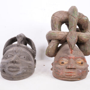 Yoruba Gelede 2 Mask Lot 9" & 15" - Nigeria - African Tribal Art