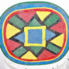 Colorful Nupe African Stool 21.25" Wide - Nigeria - Tribal Art