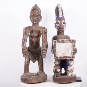 Yoruba Statue 2 Piece Lot 31" & 31.75" - Nigeria - African Tribal Art