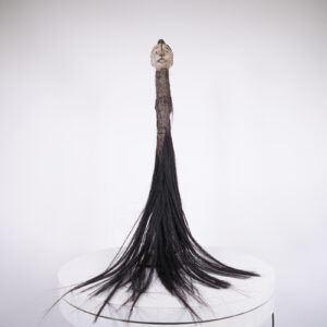 Igbo Figural Horse Hair Fly Whisk 37" - Nigeria - African Tribal Art