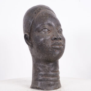 Intriguing Yoruba Bronze Ife Head 13.5" - Nigeria - African Tribal Art
