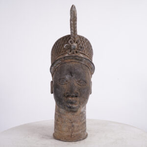 Yoruba Bronze Ife Head Statue 19.5" - Nigeria - African Tribal Art