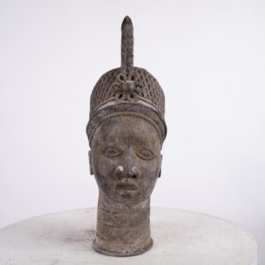 Yoruba Bronze Ife Head Statue 19" - Nigeria - African Tribal Art