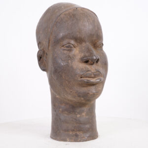 Intriguing Yoruba Bronze Ife Head 12.5" - Nigeria - African Tribal Art