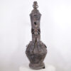 Intricate Benin Bronze Figural Container 45.5"- Nigeria - African Tribal Art