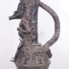 Intricate Benin Bronze Figural Container 45.5"- Nigeria - African Tribal Art