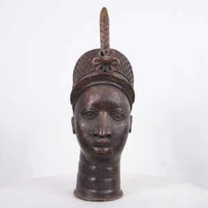 Yoruba Bronze Ife Head Statue 19.75" - Nigeria - African Tribal Art