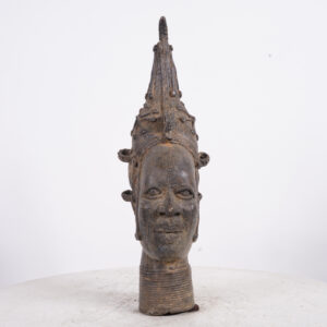 Benin Bronze Queen Mother Head 15.5" - Nigeria - African Tribal Art