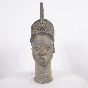 Yoruba Bronze Ife Head Statue 20.5" - Nigeria - African Tribal Art