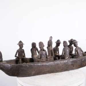 Benin Bronze Boat featuring Oba & Entourage 45.5" Long - Nigeria - African Art