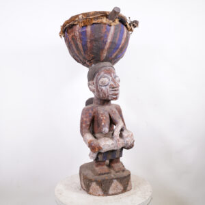 Yoruba Maternity Figural Drum 41.5" - Nigeria - African Tribal Art