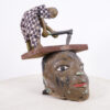 Yoruba Gelede Mask with Man Swinging Axe 16" - Nigeria - African Tribal Art
