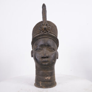 Yoruba Bronze Ife Head Statue 19.5" - Nigeria - African Tribal Art