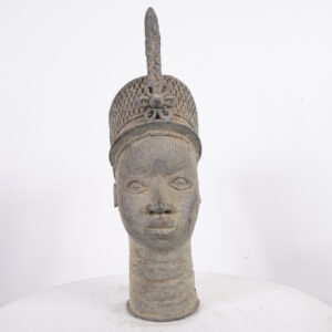 Yoruba Bronze Ife Head Statue 20.5" - Nigeria - African Tribal Art
