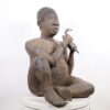 Nupe Tsoede Bronze Statue with Snake 33" - Nigeria - African Tribal Art