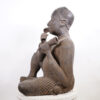 Nupe Tsoede Bronze Statue with Snake 33" - Nigeria - African Tribal Art