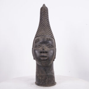 Benin Bronze Head 20.25" - Nigeria - African Tribal Art