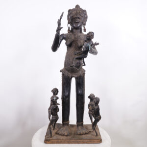 Tikar Bronze Maternity Statue 38.5" - Cameroon - African Tribal Art