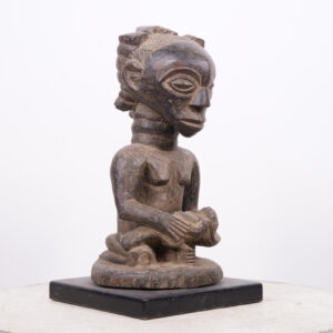 Seated Luba Maternity Figure 17" on Base - DR Congo - African Tribal Art