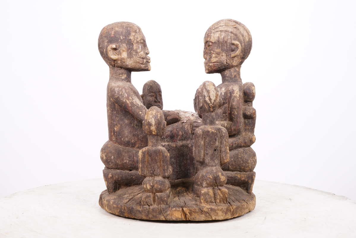 Mossi Figural Scene with Six Figures from Burkina Faso 11.5" - African Tribal...