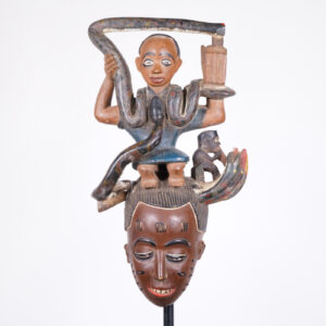 Guro Figural Mask with Snakes 22" - Ivory Coast - African Tribal Art