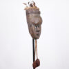 Metal Plated Salampasu Mask 30" with Raffia - DR Congo - African Tribal Art