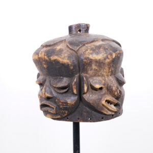 Three-Faced Pende Helmet Mask 11" - DR Congo- African Tribal Art