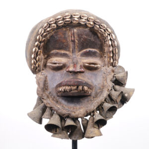 Dan Guere Mask with Bells 17" - Ivory Coast - African Tribal Art