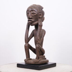 Seated Luba Figure on Base 19" - DR Congo - African Tribal Art