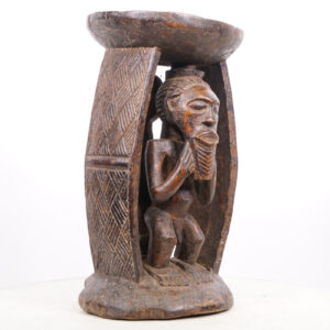 Gorgeous Male & Female Luba Stool 16" - DR Congo - African Tribal Art