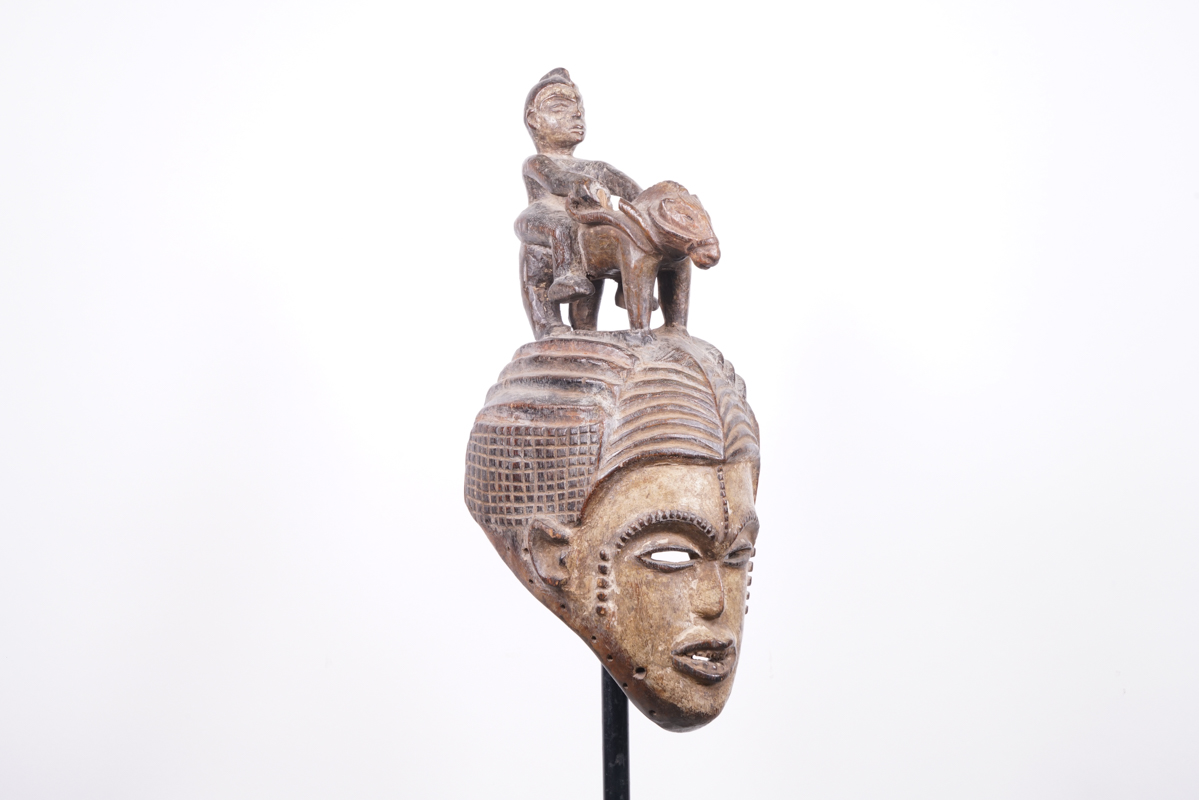 Igbo/Idoma Mask with Horse Rider Figure 21" - Nigeria - African Tribal Art